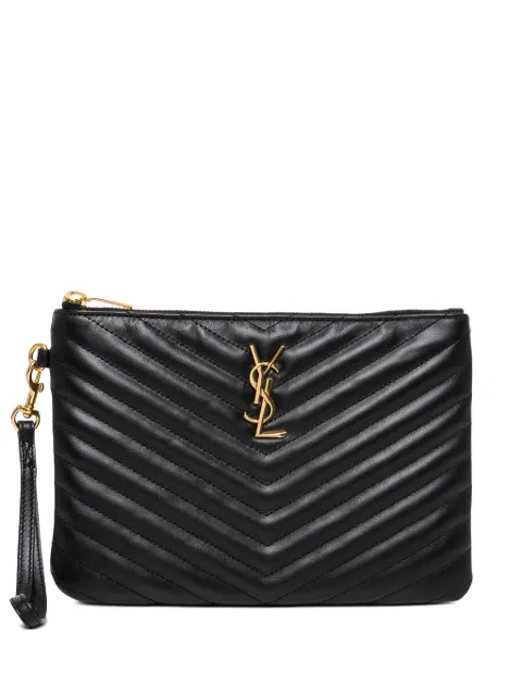 Saint Laurent Cassandre matelassé A5 pouch in leather Black 379039CWU01