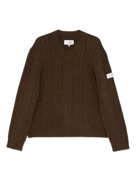 MM6 Maison Margiela V-neck ribbed sweater Brown SH2HN0004M13195