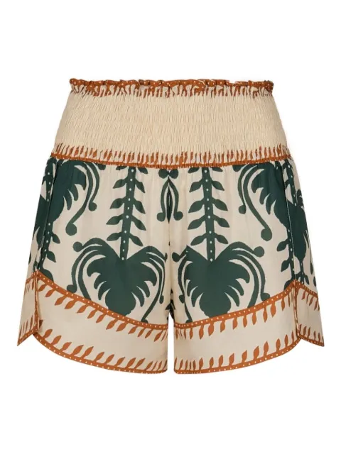 Johanna Ortiz Linka smocked print short Neutrals PT03486