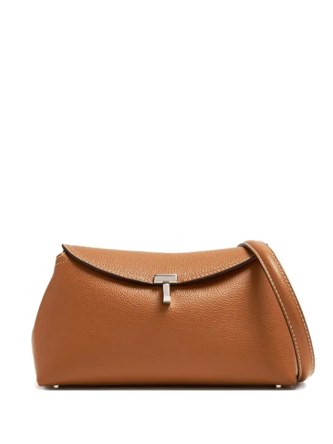 TOTEME T-Lock grained-leather clutch Brown 234WLGBG423LE0030