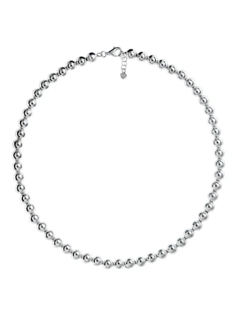 OBSIDIAN beaded necklace Silver 6454M