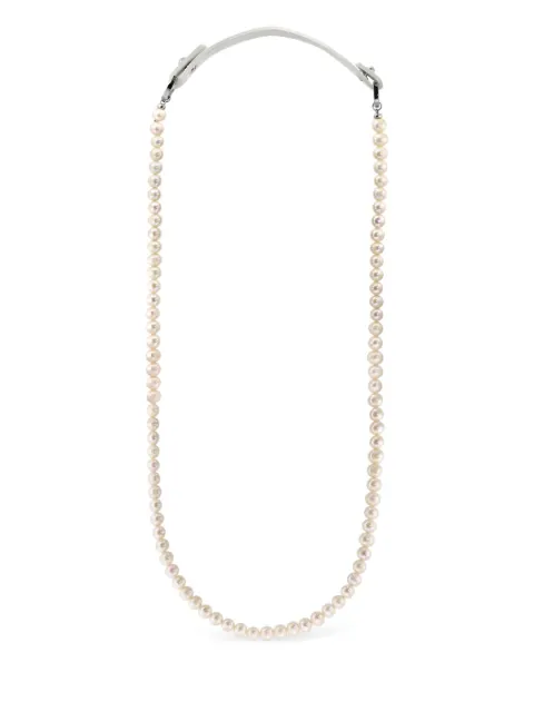 OBSIDIAN pearl leather necklace White 8002LW