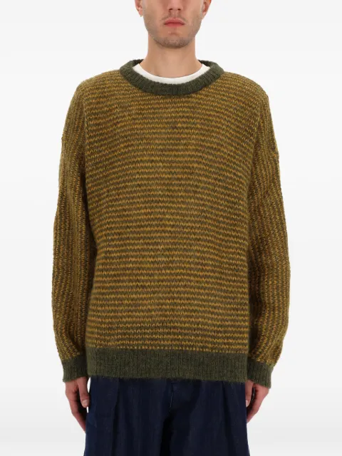YMC striped crew neck sweater Green P8ZAJYELLOWGREEN