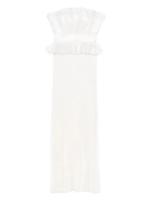 L'IDÉE Masquerade ruffled-pleated maxi dress Neutrals MASQUERADEGOWN