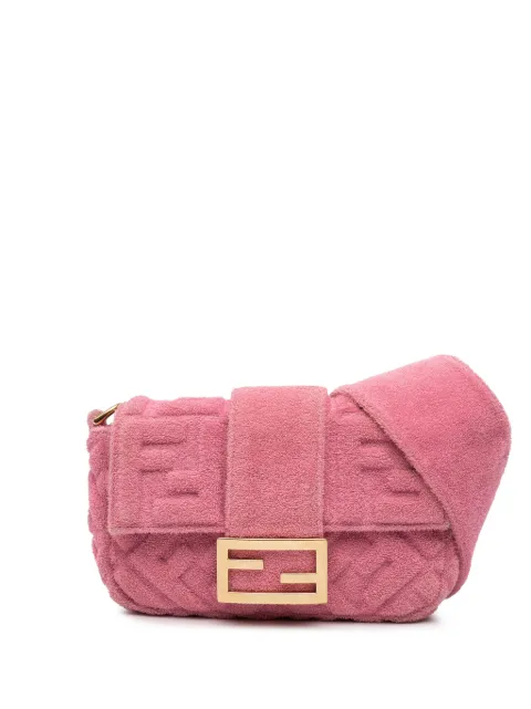Fendi Pre-Owned 2010-2025 Embossed Terry Cloth FF 1974 Convertible Belt Baguette satchel Pink KCSMRX1K0CUFSHZA