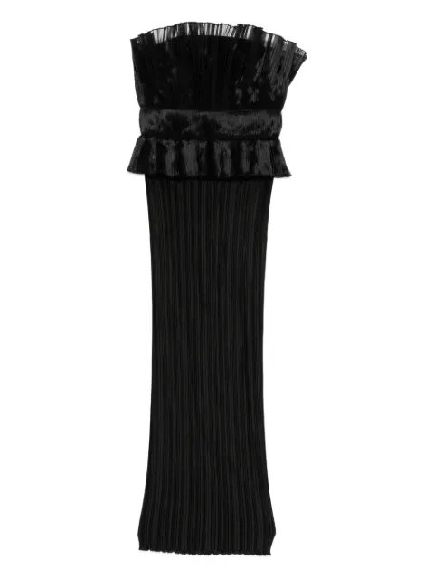 L'IDÉE ruffled pleated midi dress Black SAVOYDRESS