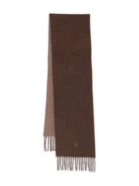 Polo Ralph Lauren fringed logo-embroidered scarf Brown 449840341002