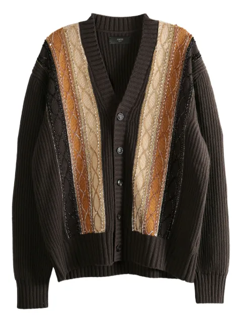 AMIRI striped-detail patterned cardigan Brown AMKNCD1070