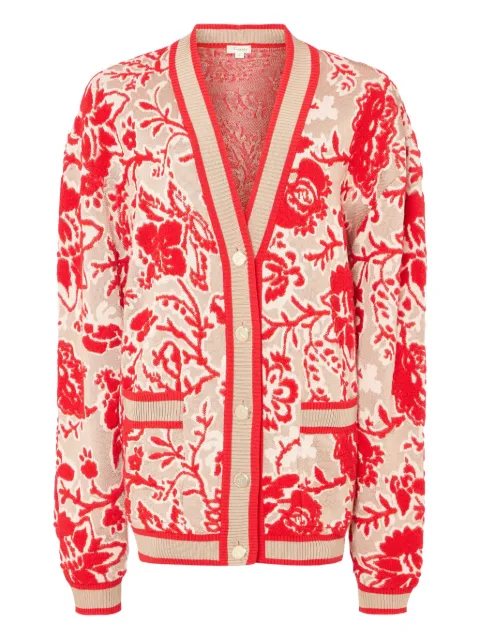 Temperley London Francis floral-pattern knit cardigan Neutrals 25AW54923