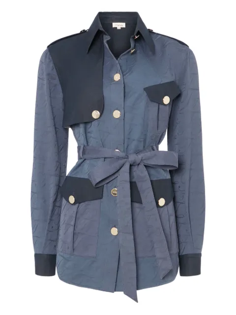 Temperley London Victory buttoned belted jacket Blue 25AWVIC54860
