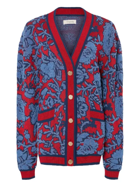Temperley London Francis floral-pattern knit cardigan Blue 25AW54923