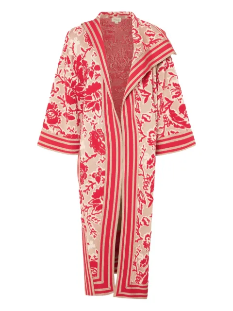Temperley London Francis floral-pattern striped knit cape Neutrals 25AW54921