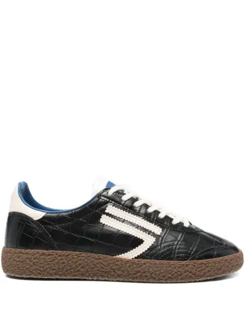 Puraai crocodile-embossed striped sneakers Black PU1601X013