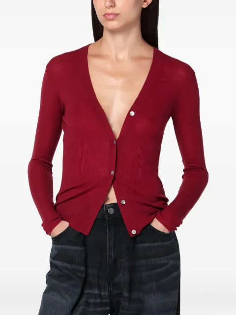 6397 V-neck button cardigan Red NSW683WO