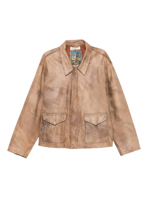 A.N.G.E.L.O. Vintage Cult 2000s pocket leather jacket Brown AN600LE