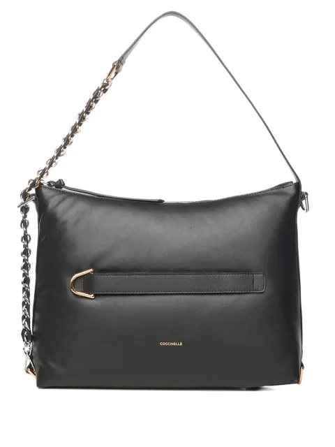 Coccinelle metal mesh strap leather shoulder bag Black E1TBP130301001