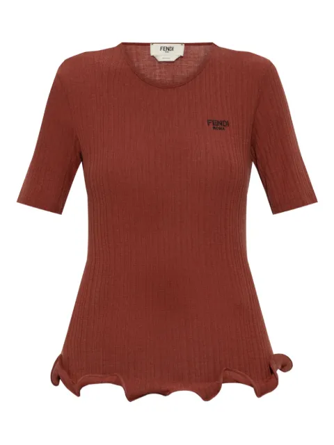 FENDI ruffled-hem top Red FS9750AVFE