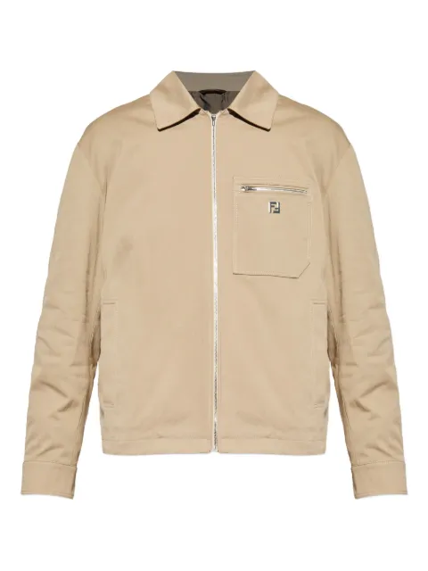 FENDI zip-up chest-pocket jacket Neutrals FW1393AUVI