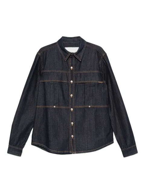 YES LONDON contrast-stitching denim shirt Blue XCM7210DN
