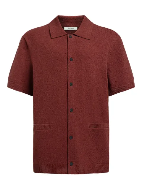 12 STOREEZ textured button knit shirt Red 131277
