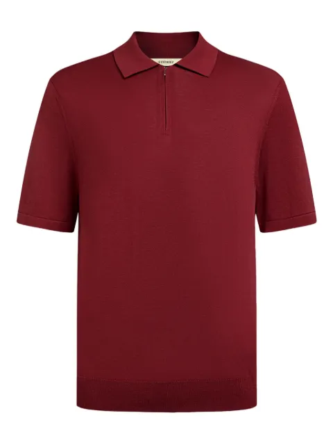 12 STOREEZ zip silk-cotton polo shirt Red 131228