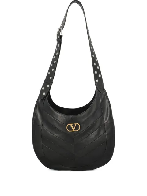 Valentino Garavani nappa leather shoulder bag with chevron pattern Black WB0S29GHA
