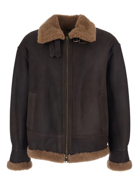 Arma strap closure shearling jacket Brown 122G25602505MUDBROWN