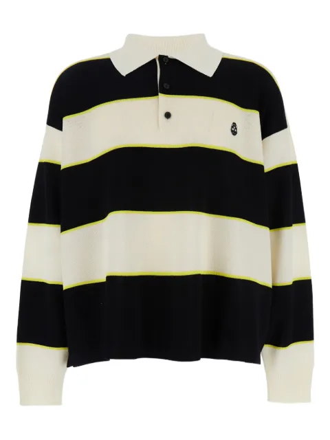 Alexander McQueen logo striped polo shirt Black 829291Q1BDH1345