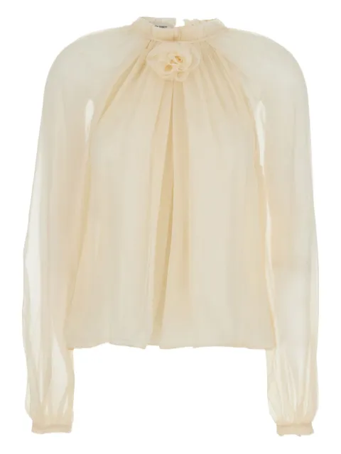 Alberta Ferretti floral ruffled blouse Neutrals A02135115