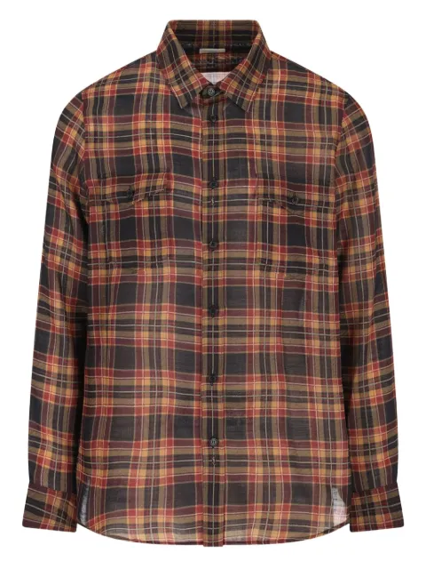 Saint Laurent Cassandre checks pocket shirt Black 838723Y26ZA6703