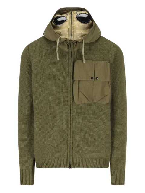 C.P. Company zip-up patch-pocket hoodie Green 19CMKN245A110149M