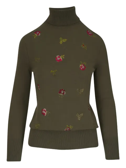 Libertine floral-embellished roll-neck sweater Green F25W128CBZ1BRZBRZ