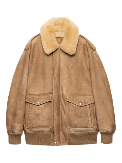 Prada shearling-collar patch-pocket jacket Brown 58A237SOOO172L