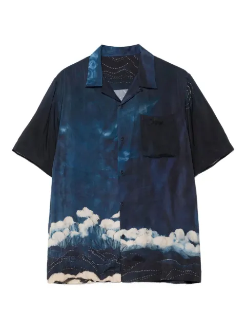 Maharishi 6230 Boro Crane graphic shirt Blue 6230