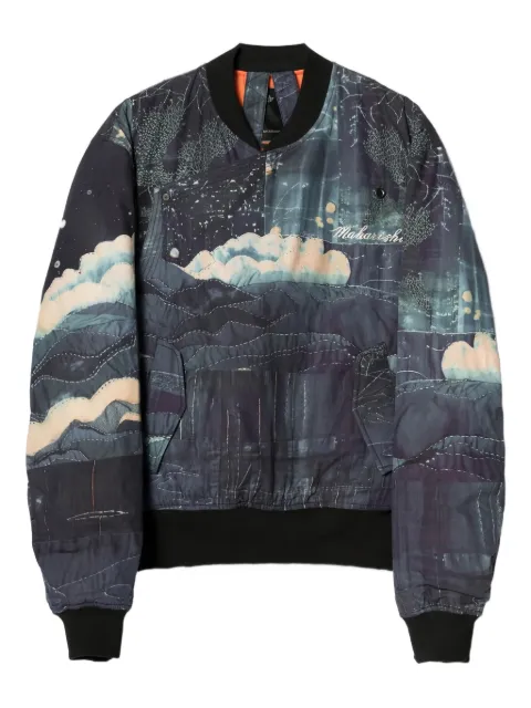 Maharishi 6227 Boro Crane Monk MA1 printed bomber jacket Blue 6227