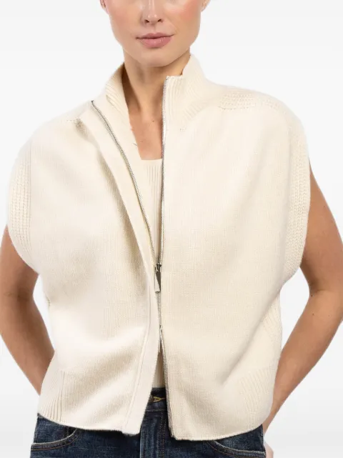 SA SU PHI zip-up sleeveless cardigan Neutrals W25703WS0101