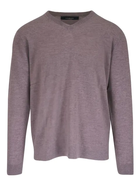 Kinross Cashmere V-neck sweater Grey MFSC5129SEAL