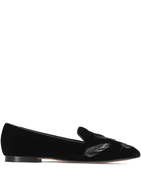 Arteana velvet feather loafers Black AW25GIGBLASSFLBLACK