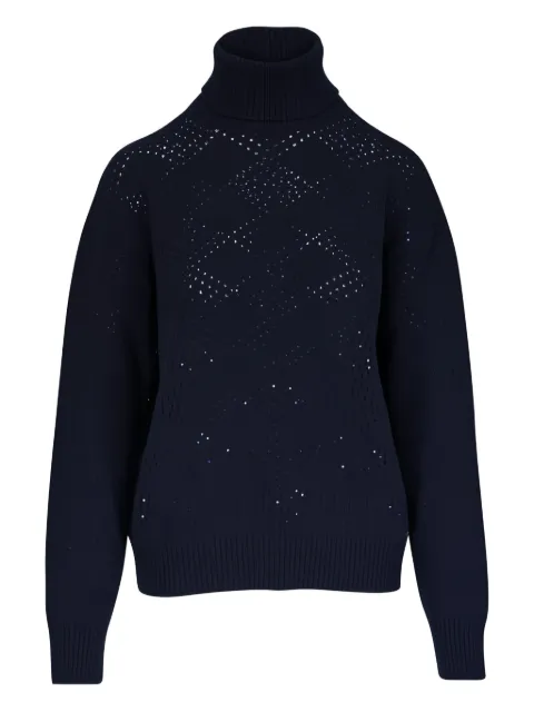 Kiton open-work roll-neck sweater Blue D6073340008
