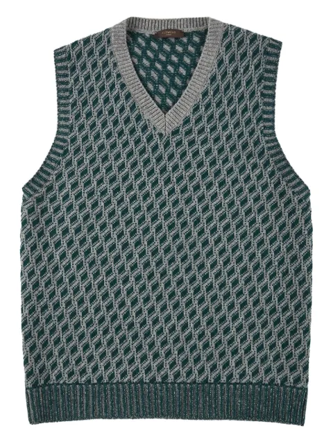 Zanone jacquard wool vest Green 812352ZN278