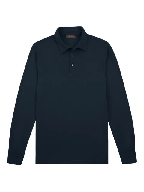 Zanone long-sleeve cotton polo shirt Blue 815132ZM338