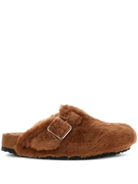 BIRKENSTOCK 1774 shearling buckle strap mules Brown 1031355