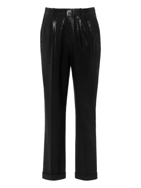 Maison Margiela pleated coated-finish trousers Black S50KA0702M35745