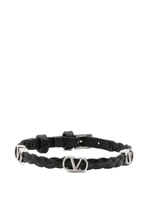 Valentino Garavani braided vlogo leather bracelet Black YJ0X71QGP