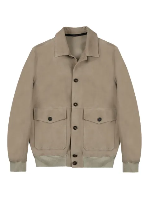 Montedoro buttoned suede leather jacket Neutrals 6P0033MP036