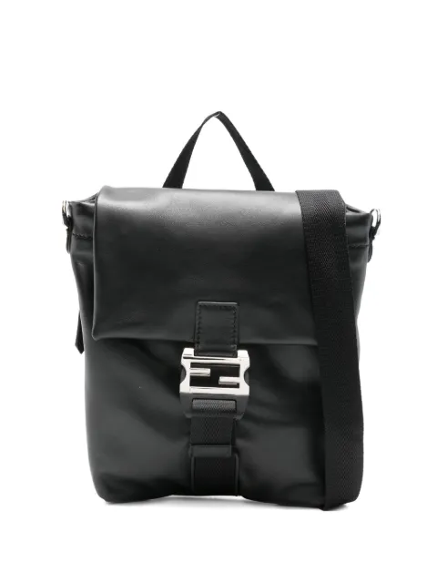 FENDI Flux FF buckle leather shoulder bag Black 7VA673AV8B