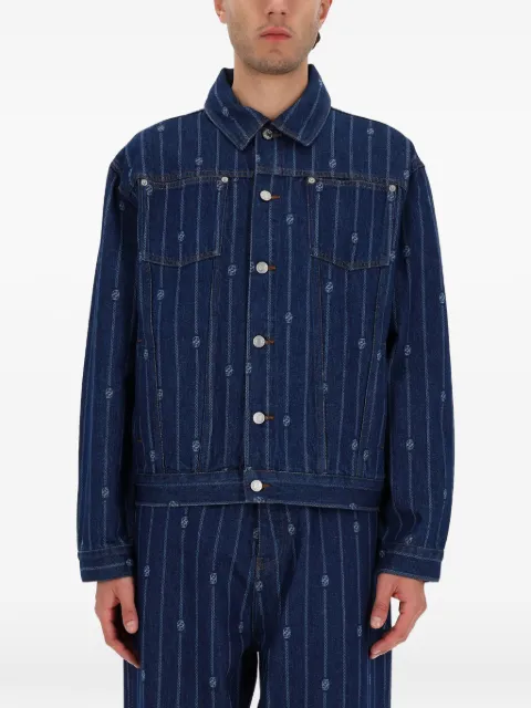 Drôle De Monsieur buttoned striped jacket Blue JT182CO238STONEWASH