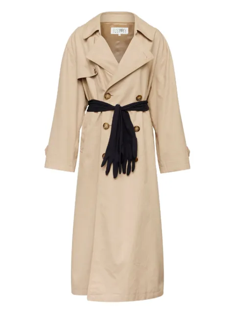 MM6 Maison Margiela cotton trench coat with gloves Neutrals S52AH0084M35368