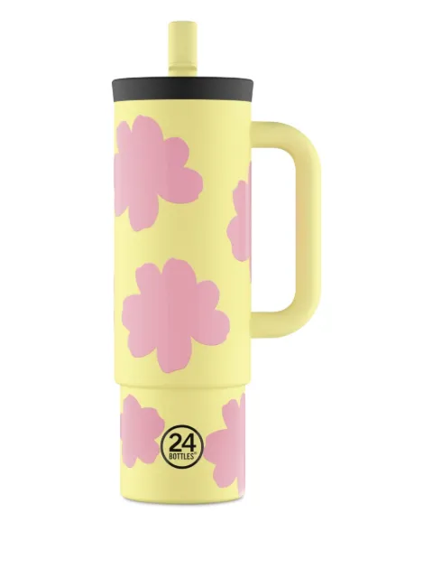 24bottles 800ml floral-print straw cup Yellow 2242