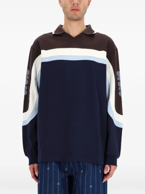 Drôle De Monsieur striped long-sleeves polo shirt Blue PL159CO195NAVY